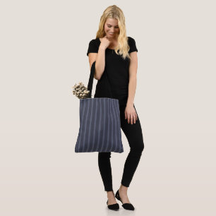 Modern Blue Grey Striped Tote Bag