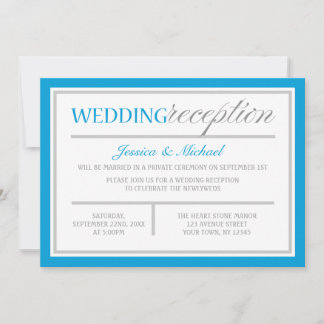 Modern Blue & Grey Wedding Reception Invitation