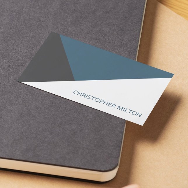 Modern Blue Grey White Geometric Consultant Business Card (Creator Uploaded)