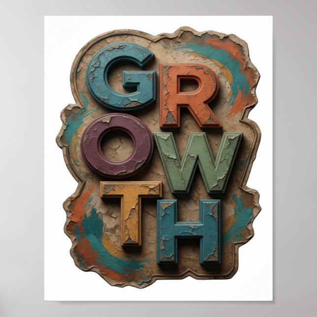 Modern Blue GROWTH Artistic Motif Poster (Front)