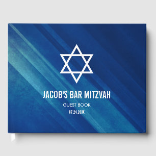 Modern Blue Grunge Bar Mitzvah Guest Book