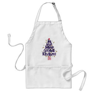 Modern Blue Hand Lettered Christmas Tree Standard Apron