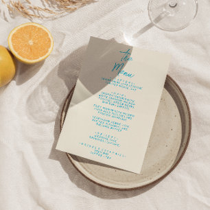 Modern Blue Hand-Written Retro Trendy Wedding Menu