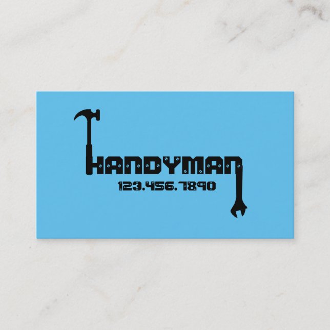 Modern Blue Handyman Maintenance Business Card (Front)