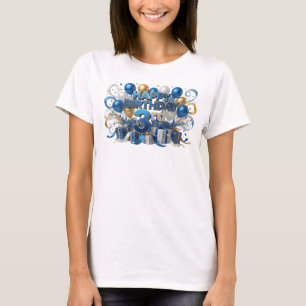 Modern Blue HAPPY BIRTHDAY 3RD Artistic Motif T-Shirt