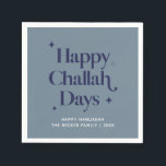 Modern Blue Happy Challah Days Hanukkah  Napkin<br><div class="desc">© Gorjo Designs. Made for you via the Zazzle platform.

// Need help customising your design? Got other ideas? Feel free to contact me (Zoe) directly via the contact button below.</div>