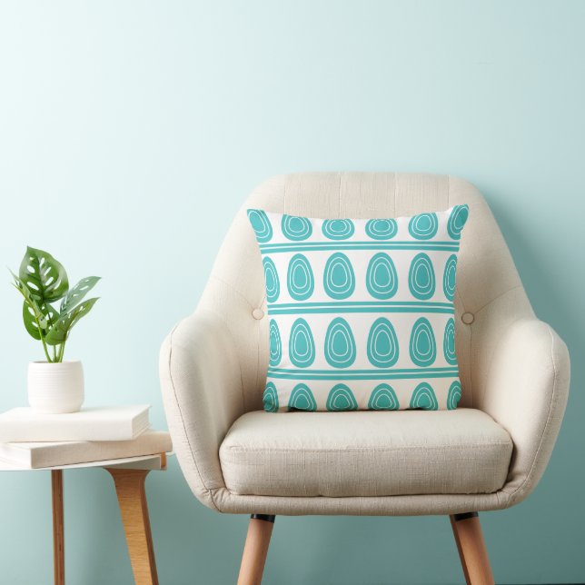 Modern Blue Happy Easter Eggs Cushion (Chair)
