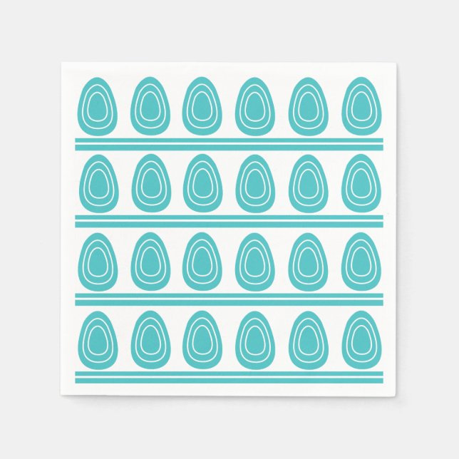Modern Blue Happy Easter Eggs Party Napkin (Front)