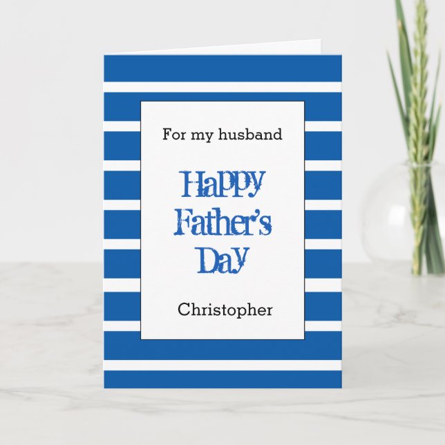 Modern Blue Happy Father's Day Husband Card (Front)