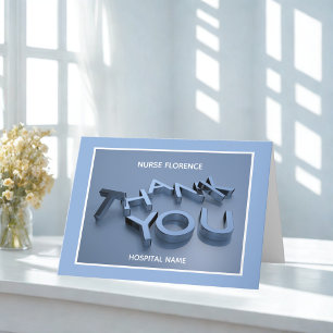Modern Blue Hospital Nurse Thank You Card