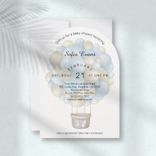 Modern Blue Hot Air Balloon Baby Shower Invitation
