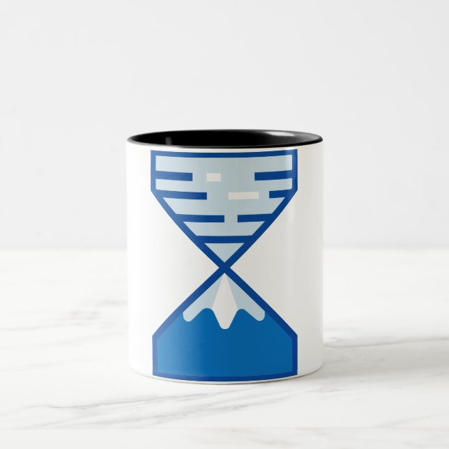 Modern Blue Hourglass Mountain Nature Two-Tone Coffee Mug (Center)