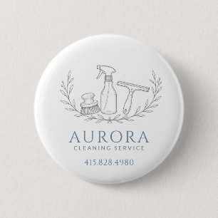 Modern Blue House Cleaning And Maid Service 6 Cm Round Badge
