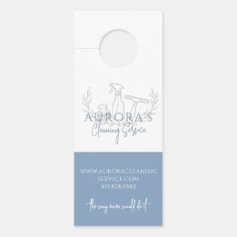 Modern Blue House Cleaning And Maid Service Door Hanger