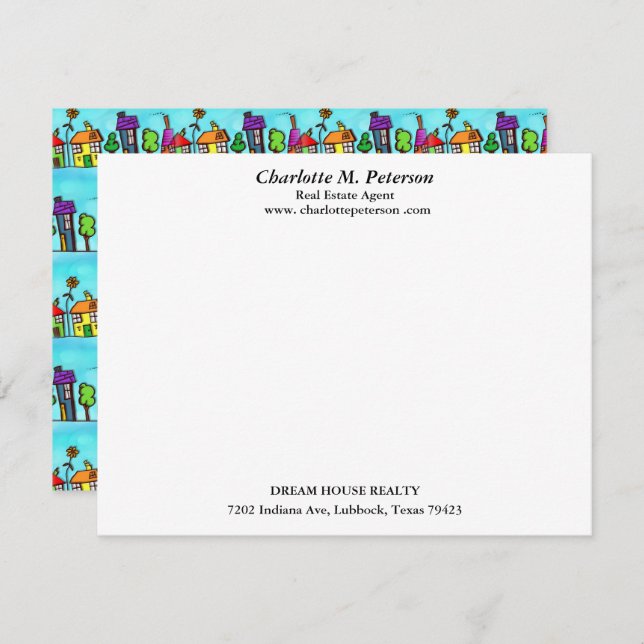 Modern Blue House Real Estate Agent  Card (Front/Back)