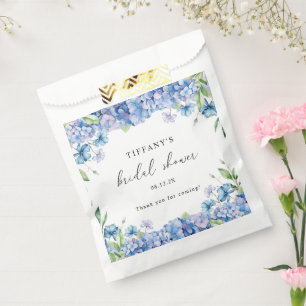 Modern Blue Hydrangea Floral Bridal Shower Favour Bags