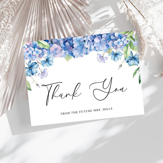 Modern Blue Hydrangea Floral Bridal Shower Thank You Card (Creator Uploaded)