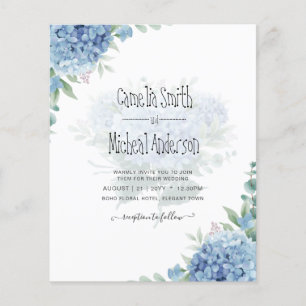 Modern Blue Hydrangea Floral Wedding Invitation Flyer