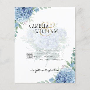 Modern Blue Hydrangea PHOTO Wedding Invitation Flyer