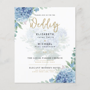 Modern Blue Hydrangea PHOTO Wedding Invitation Flyer