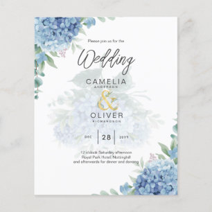 Modern Blue Hydrangea PHOTO Wedding Invitation Flyer