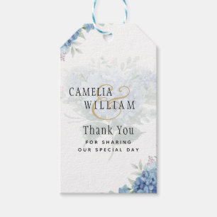 Modern Blue Hydrangea PHOTO Wedding Invitation Gift Tags