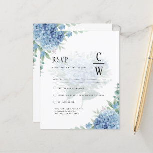 Modern Blue Hydrangea Wedding Invitation QR Code