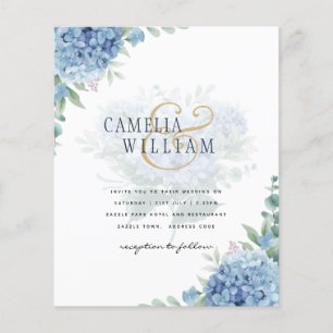 Modern Blue Hydrangea Wedding Invitation QR Code Flyer