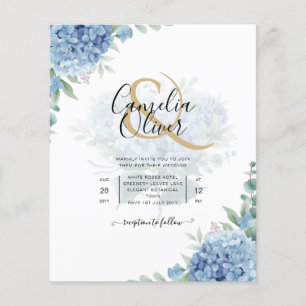 Modern Blue Hydrangea Wedding Invitation QR Code Flyer