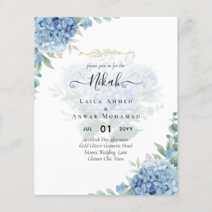 Modern Blue Hydrangea Wedding Invitation QR Code Flyer