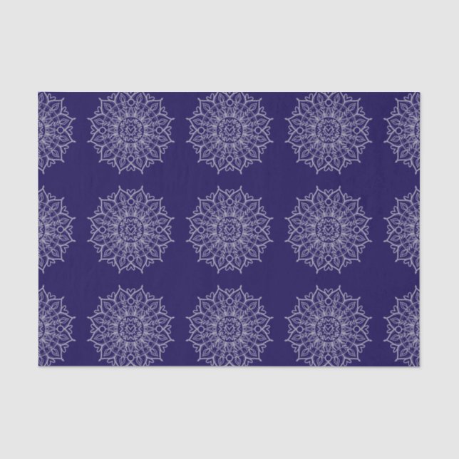 Modern Blue Indigo Mandala Boho Decoupage Gift Tissue Paper (Front)
