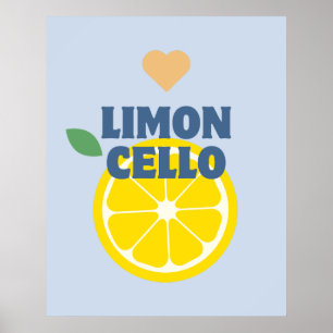 Modern Blue Italian Lemons Limoncello Bar  Poster