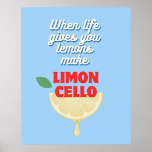 Modern Blue Italian Limoncello Kitchen Bar Poster