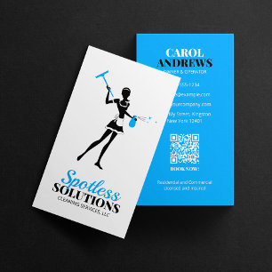 Modern Blue Janitorial Housekeeping House Cleaning Business Card