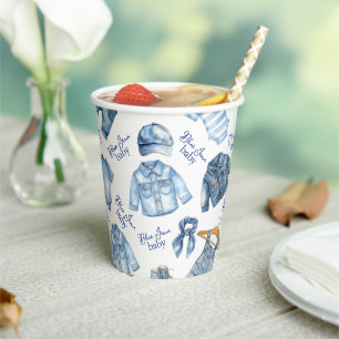 Modern Blue Jean Baby Denim Themed Baby Shower Paper Cups