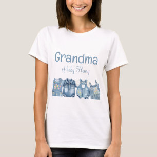 Modern Blue Jean Baby Grandma Baby Shower T-Shirt