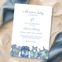Modern Blue Jean Baby is on the way Baby Shower 
