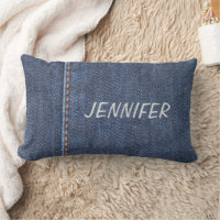 Modern blue jeans denim pattern personalised name