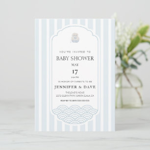 Modern blue Korean theme baby shower Invitation