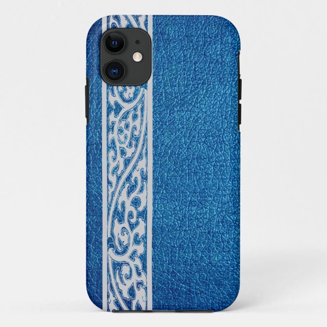 Modern Blue Leather Case-Mate iPhone Case (Back)