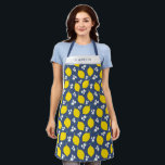 Modern Blue Lemon Floral Pattern Baking Apron<br><div class="desc">A beautiful blue and yellow baking apron featuring a pretty lemon pattern. Makes a great gift for a friend. Personalise it for a cute birthday gift. Designed for you by blackberry Boulevard.</div>
