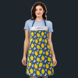 Modern Blue Lemon Floral Pattern Baking Apron<br><div class="desc">A beautiful blue and yellow baking apron featuring a pretty lemon pattern. Makes a great gift for a friend. Personalise it for a cute birthday gift. Designed for you by blackberry Boulevard.</div>