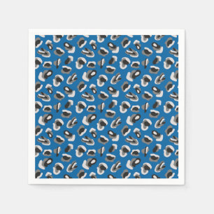 Modern Blue Leopard Animal Print Pattern Napkin