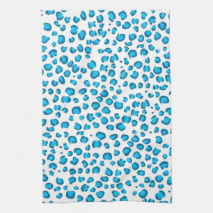 Modern Blue Leopard Pattern Animal Print Tea Towel