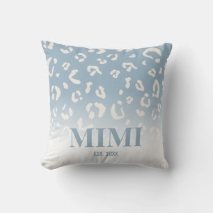 Modern Blue Leopard Pattern Personalised Mimi Cushion