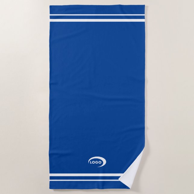 Modern Blue Logo Beach Towel (Front)