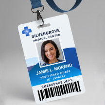 Modern Blue Logo Clinic Hospital Photo Nurse ID