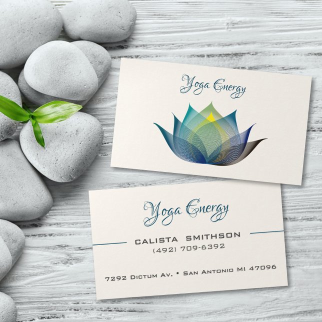 Modern Blue Lotus Flower Art Elegant Unique Yoga Business Card (Creator Uploaded)