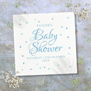 Modern Blue Love Hearts Baby Boy Shower Sprinkle Napkin