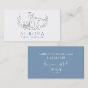 Modern Blue Maid & House Cleaning Service Business Card